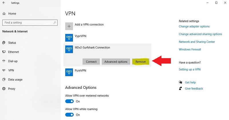 Disable Any VPN Connections