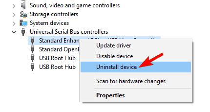 Reinstall USB controllers