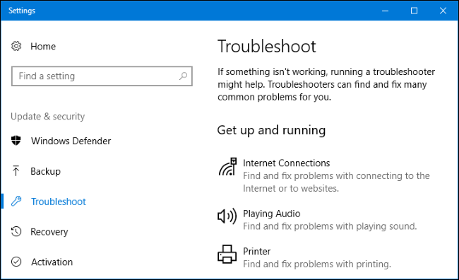 Use Windows 10 Troubleshooter